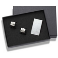 Diamond Pattern Money Clip and Cufflink Set with 2-Piece Gift Box